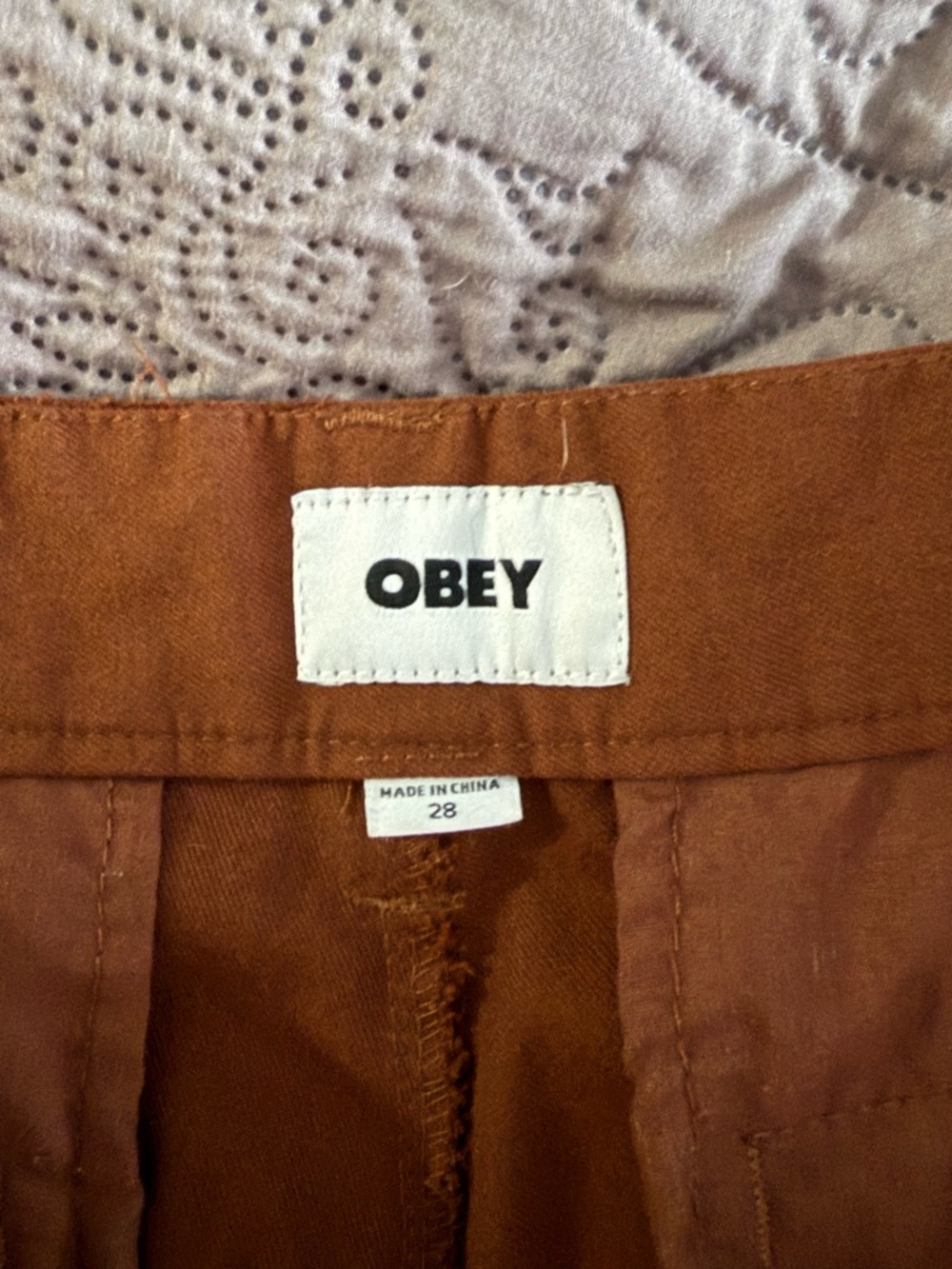 Obey Men's Brown Chinos with Blue Star Embroidery - Picture 7 of 7